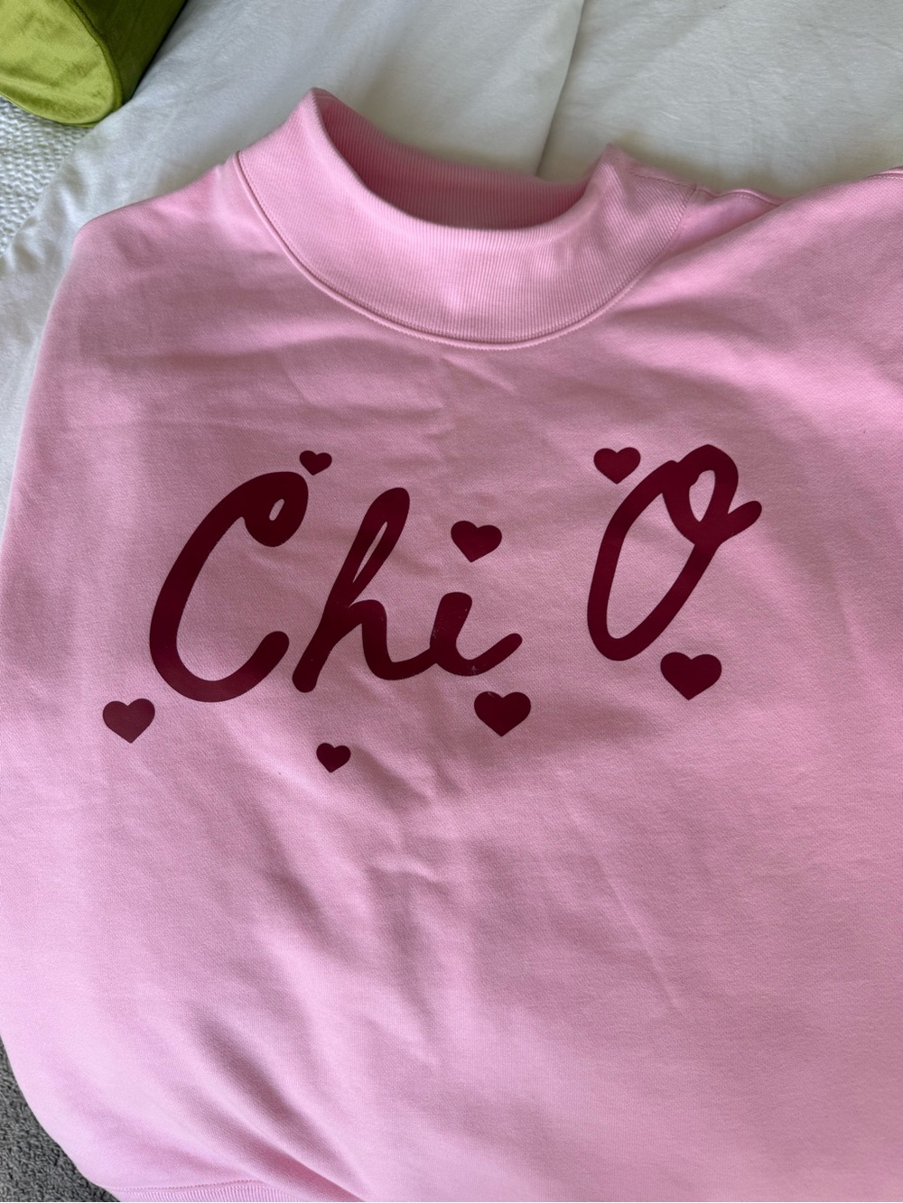 Chi O Pink Mockneck Sweatshirt